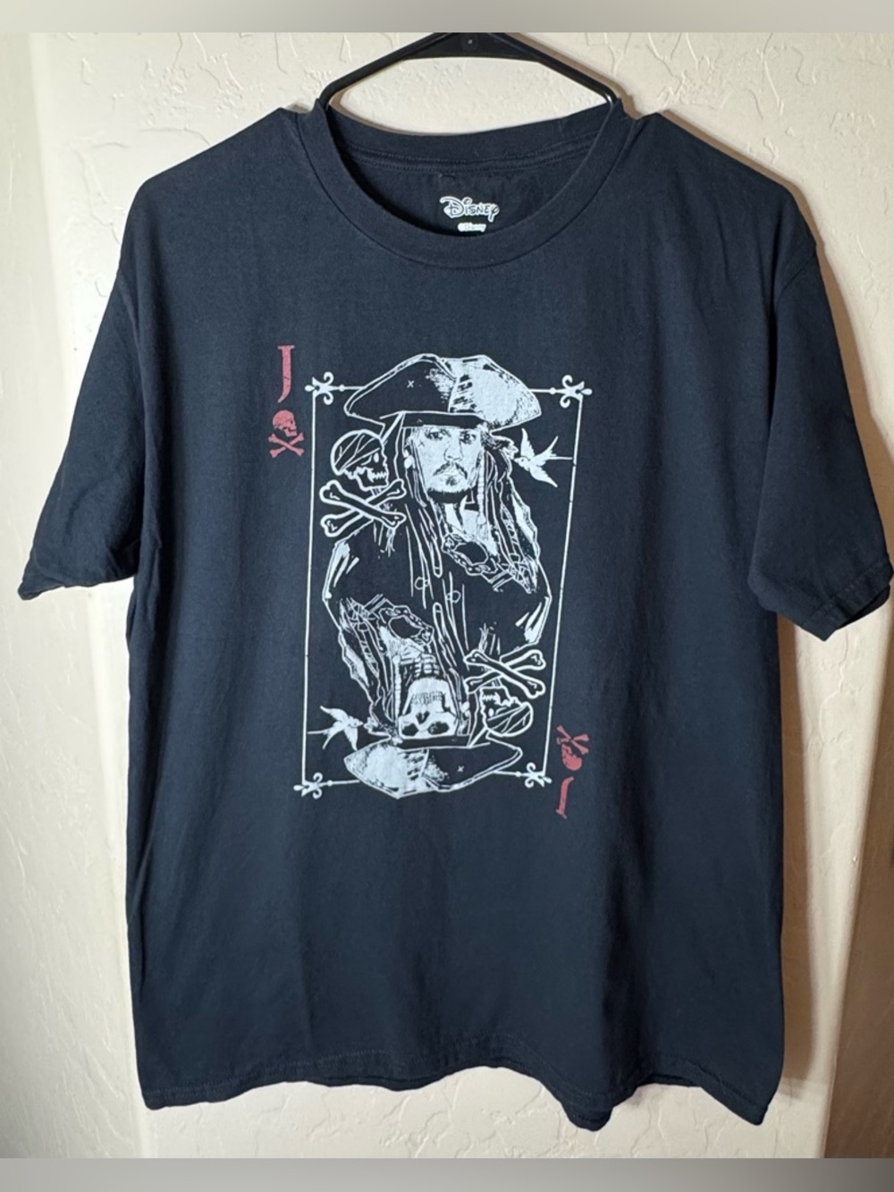 Disney Jack Sparrow Pirates of the Caribbean Graphic Tee Black T Shirt L